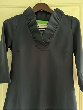 Gretchen Scott Navy Top with Lime Green Lining
